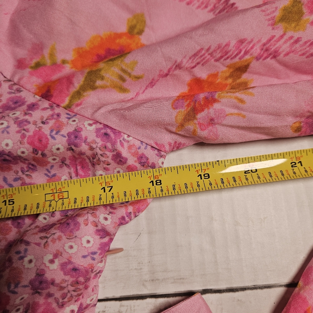 For Love Bell Floral Ruffle Mini Dress Medium NWT Pink Boho Layered V-Neck - Picture 5 of 12